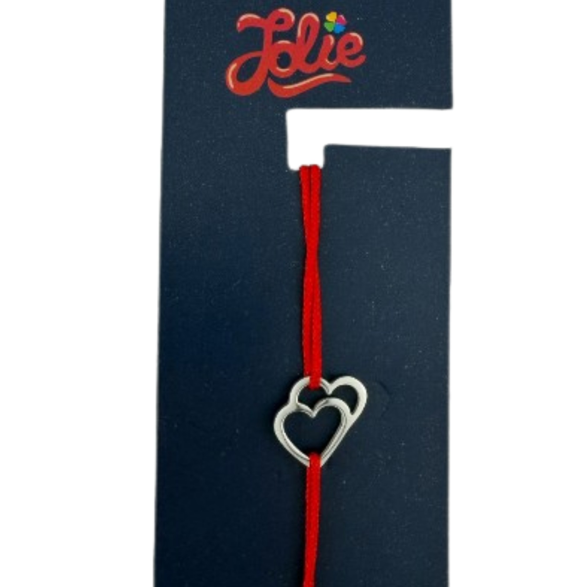 Martisor Bratara din Inox pentru Copii, Jolie, Textil si Inox, Snur Rosu, Model Inimi, Argintiu [3]