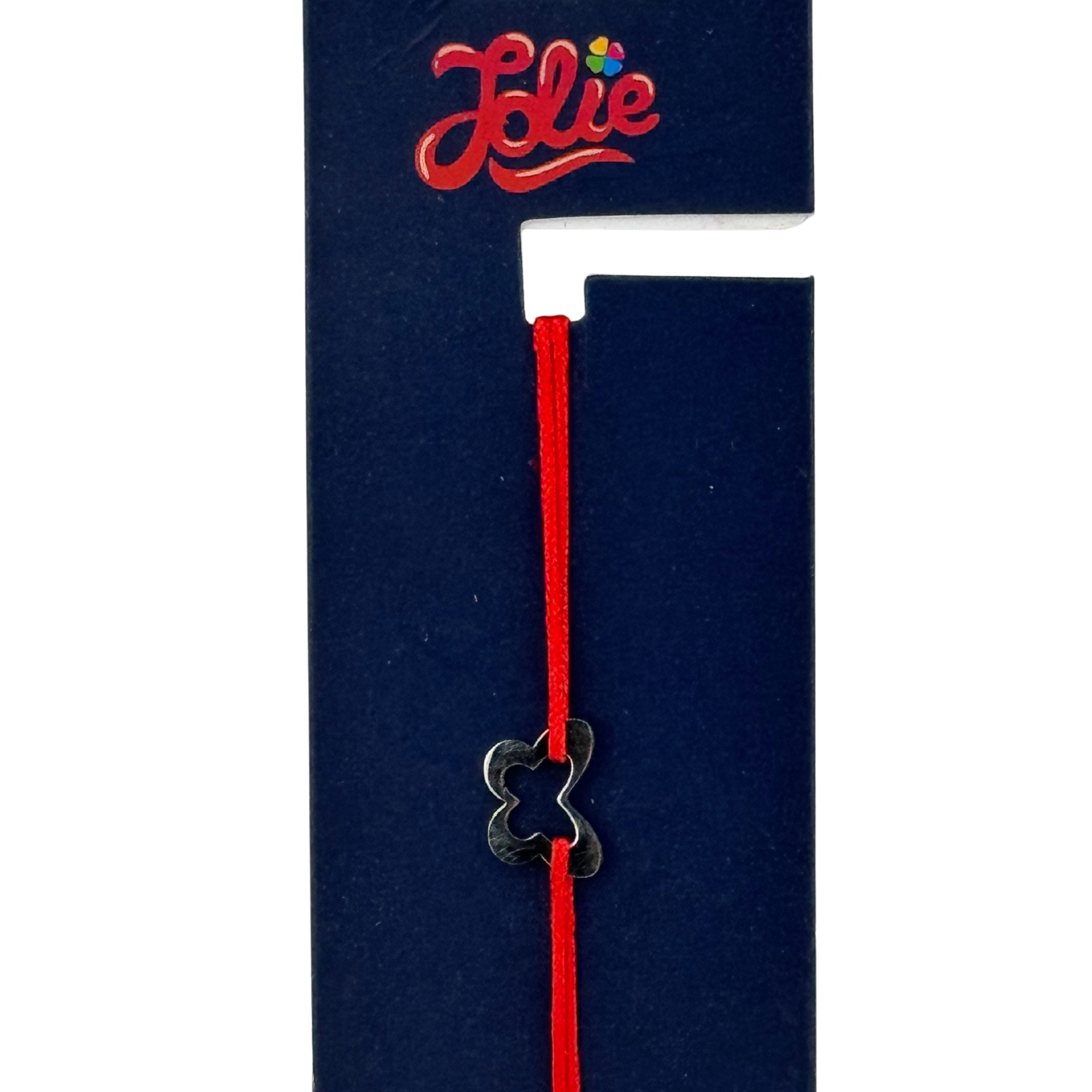 Martisor Bratara din Inox pentru Copii, Jolie, Textil si Inox, Snur Rosu, Model Fluture, Argintiu [1]