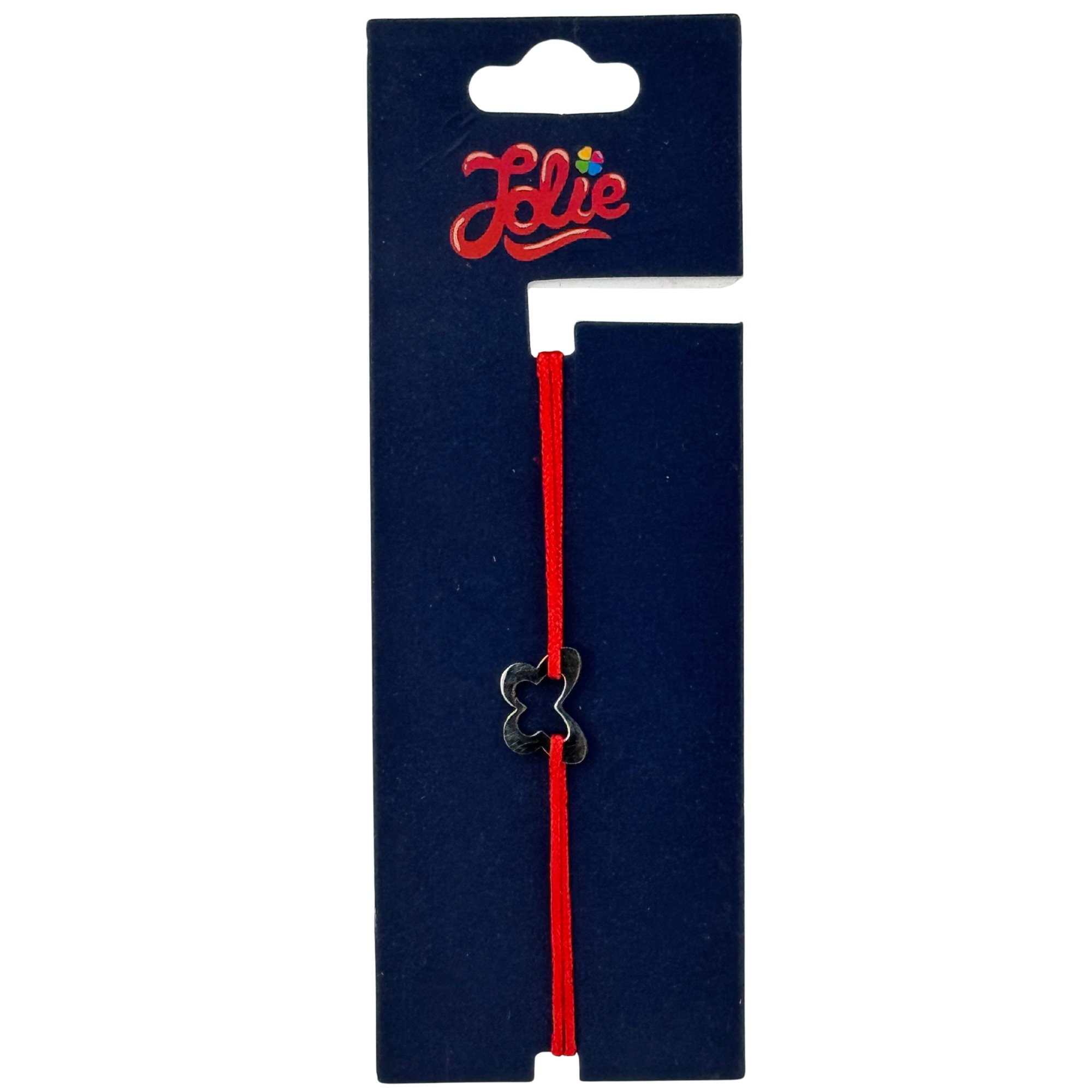 Martisor Bratara din Inox pentru Copii, Jolie, Textil si Inox, Snur Rosu, Model Fluture, Argintiu [0]