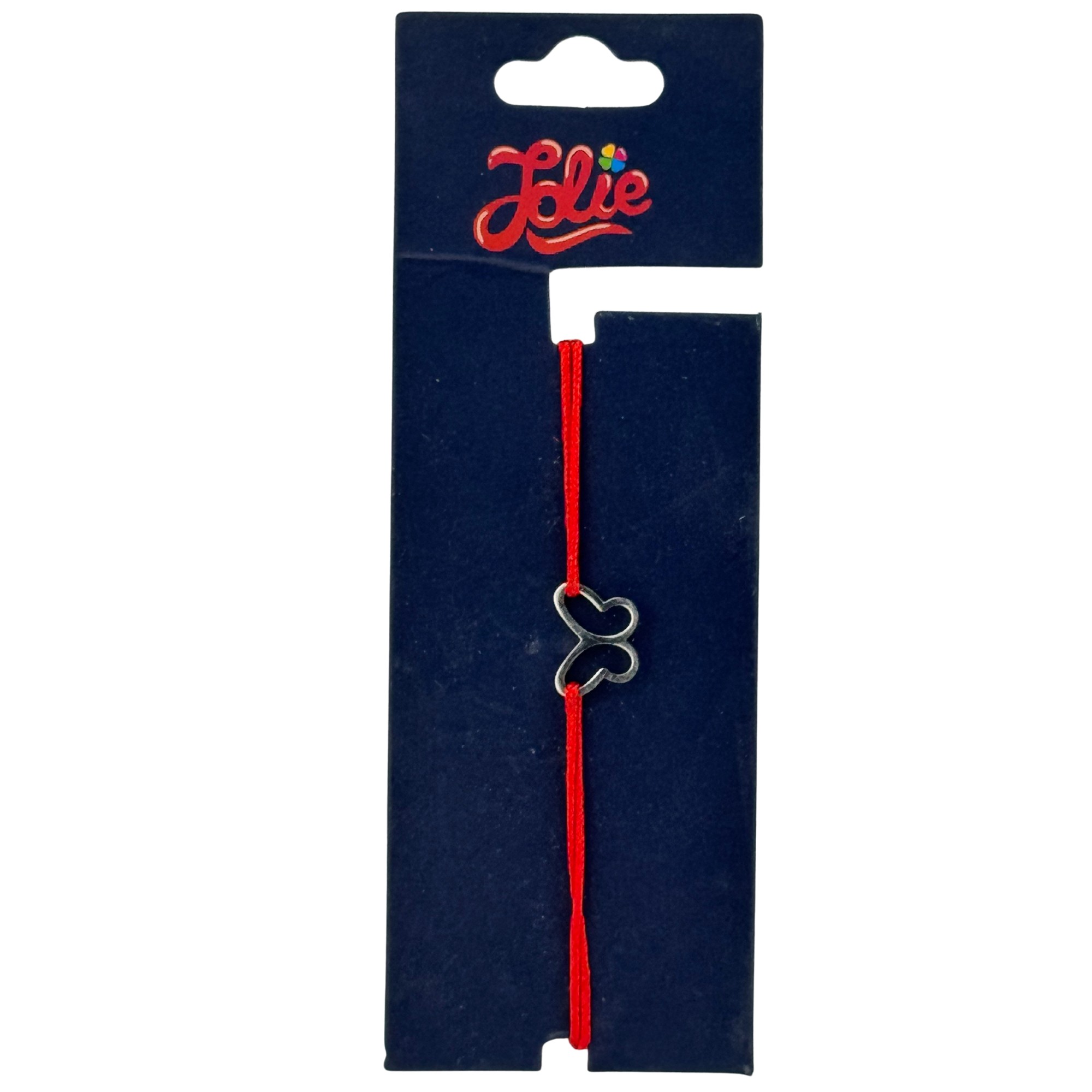 Martisor Bratara din Inox pentru Copii, Jolie, Textil si Inox, Snur Rosu, Model Fluture Gol, Argintiu [0]