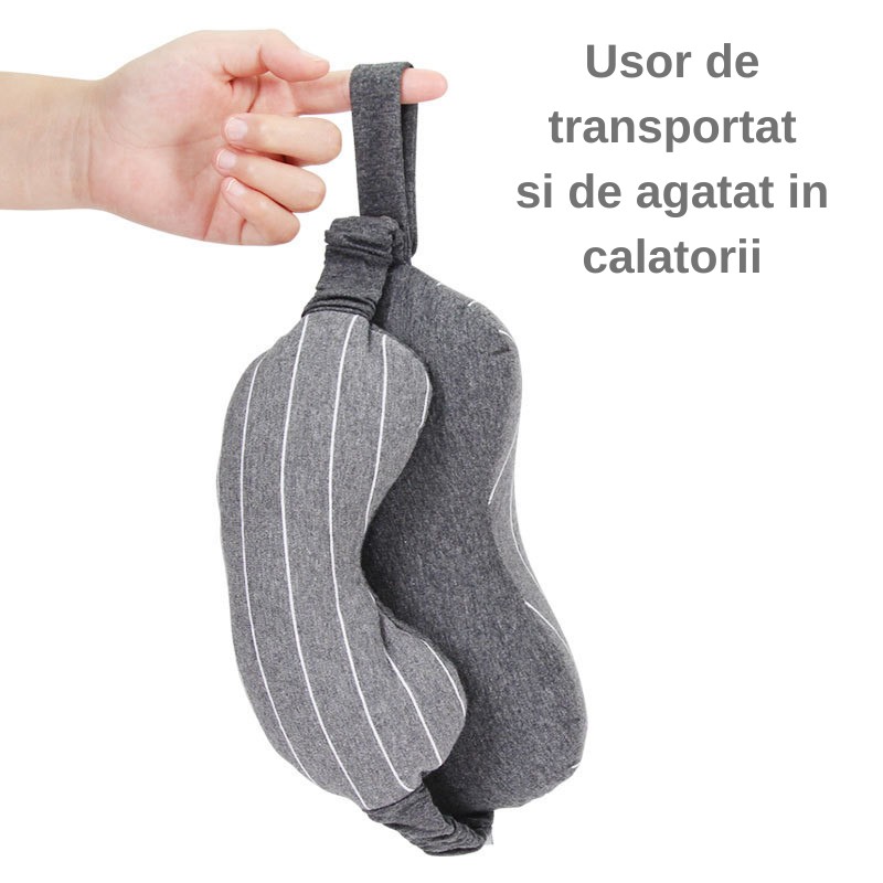 Masca de dormit, Flippy, 2 in 1, cu Tetiera, din Particule de Spuma si Bumbac, Gri Inchis [4]
