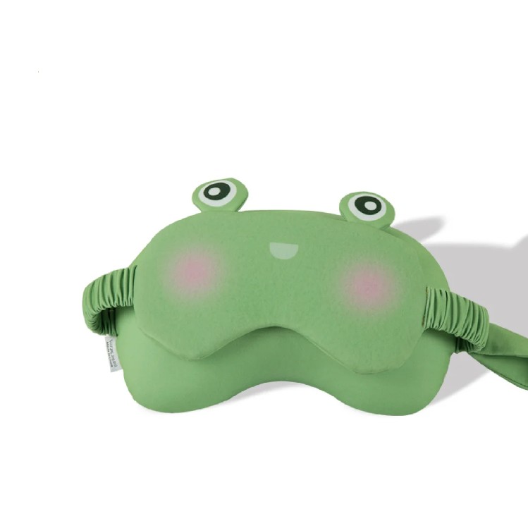 Masca de dormit, Flippy, 2 in 1, cu Tetiera, din Particule de Spuma si Bumbac, Model Broasca ,Verde [5]