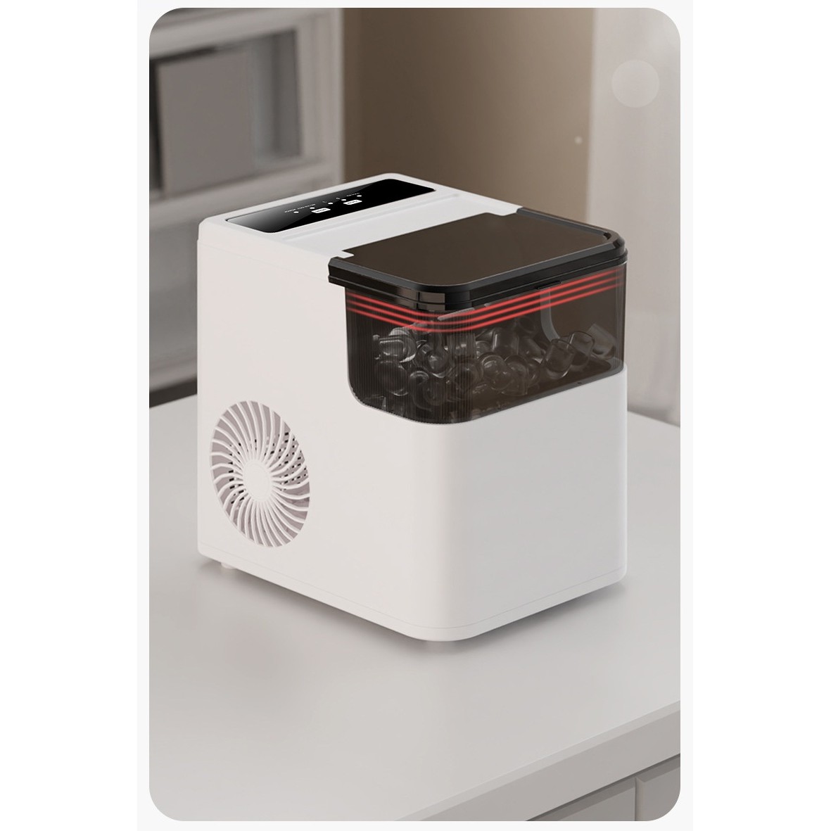 Masina de Facut Gheata, Flippy, din ABS, 12 kg/24h, Capacitate 500 g, 2 Marimi, Portabil, 39 x 23 x 28 cm, Automata, Alb [5]