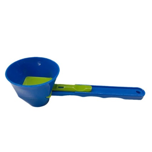 Recipiente și suporturi pentru condimente - Lingura pentru Proteine, Flippy, Lingura cu Palnie Culisanta, Lingura Dozator pentru Lapte Praf si Suplimente, 12.5 cm, Albastru