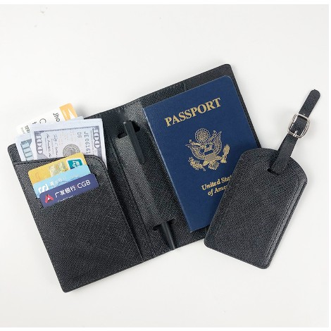 Telefoane și accesorii - Portofel pentru Pasaport si Carduri, Flippy, 23x16 cm, 70g, din Piele PU, Suport Pix, Accesoriu Suport Eticheta, Unisex, Multifunctional, Negru