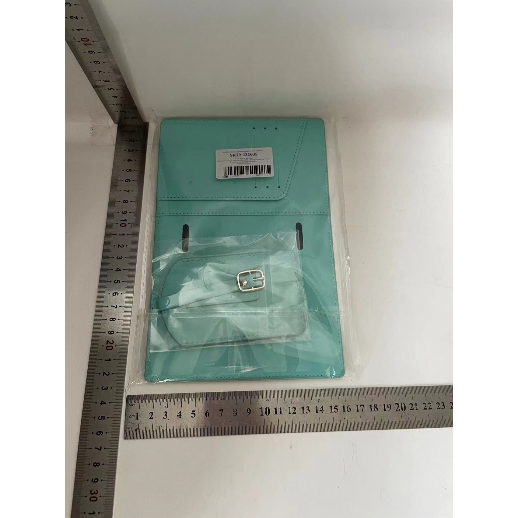 Portofel pentru Pasaport si Carduri, Flippy, 23x16 cm, 70g, din Piele PU, Suport Pix, Accesoriu Suport Eticheta, Unisex, Multifunctional, Bleu [1]