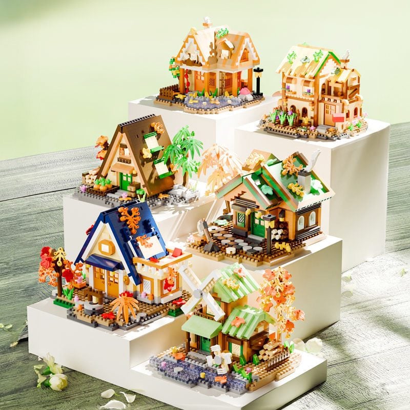 Set constructie, Flippy, Forest Log Cabin, din ABS, Model Casuta din Padure, 781 piese, 11.2x9.8x8 cm, Multicolor [6]