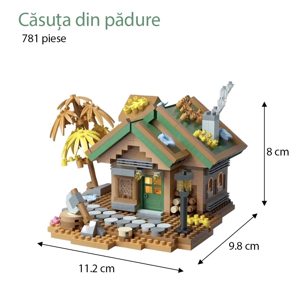 Set constructie, Flippy, Forest Log Cabin, din ABS, Model Casuta din Padure, 781 piese, 11.2x9.8x8 cm, Multicolor [2]