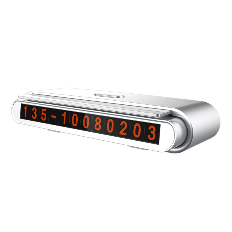 Suport Numar de Telefon pentru Parcare Auto, Flippy, Suport pentru Numarul de telefon, Banda glisanta pentru Ascundere, Banda Adeziva Inclusa, 120 x 48 x 24 mm, Cifre Rosii, Gri deschis [0]