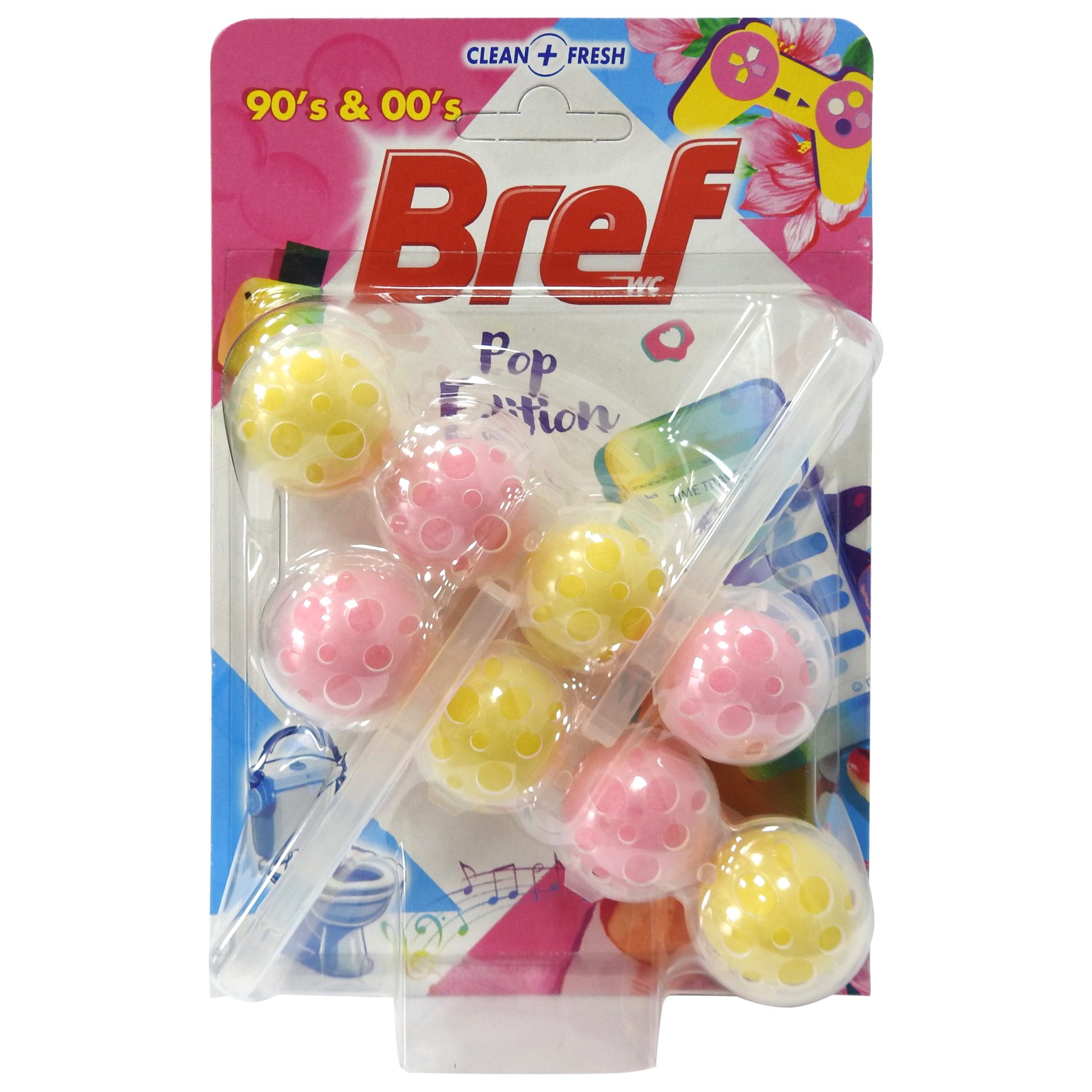 Detergenți și soluții de curățenie - Odorizant WC, Bref, Bile 2 X 50 g Pop Edition