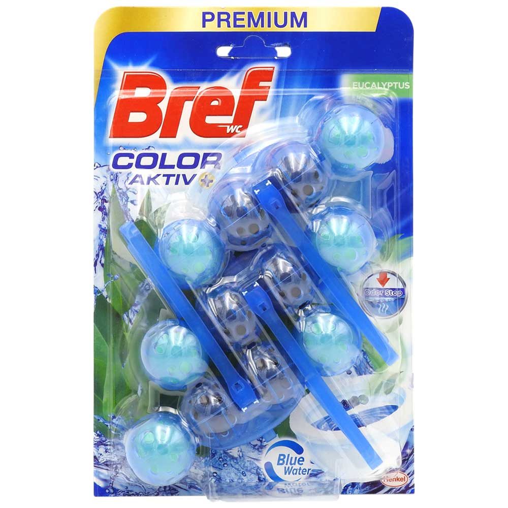 Detergenți și soluții de curățenie - Odorizant WC, Bref, Bile Color Aktiv 3 X 50 g Eucalipt