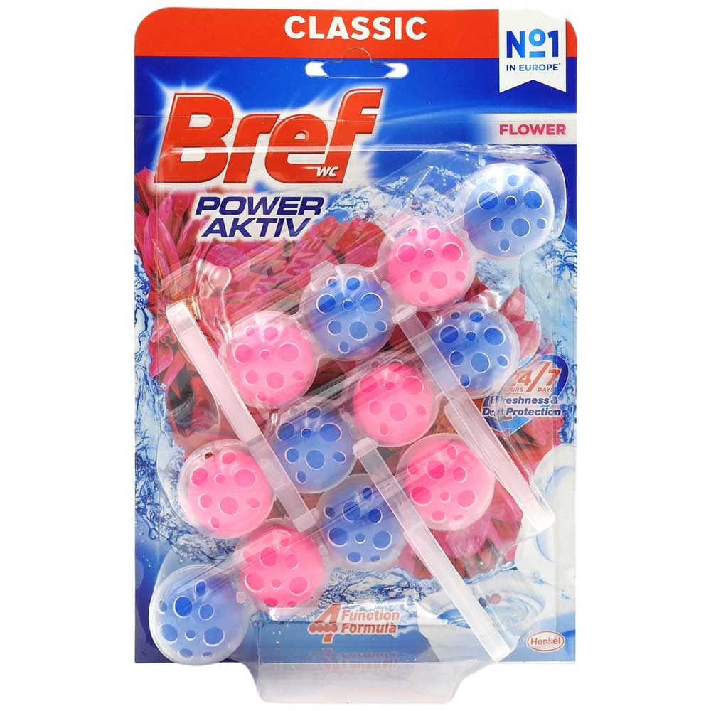 Detergenți și soluții de curățenie - Odorizant WC, Bref, Bile Power Aktiv 3 X 50 g Flower