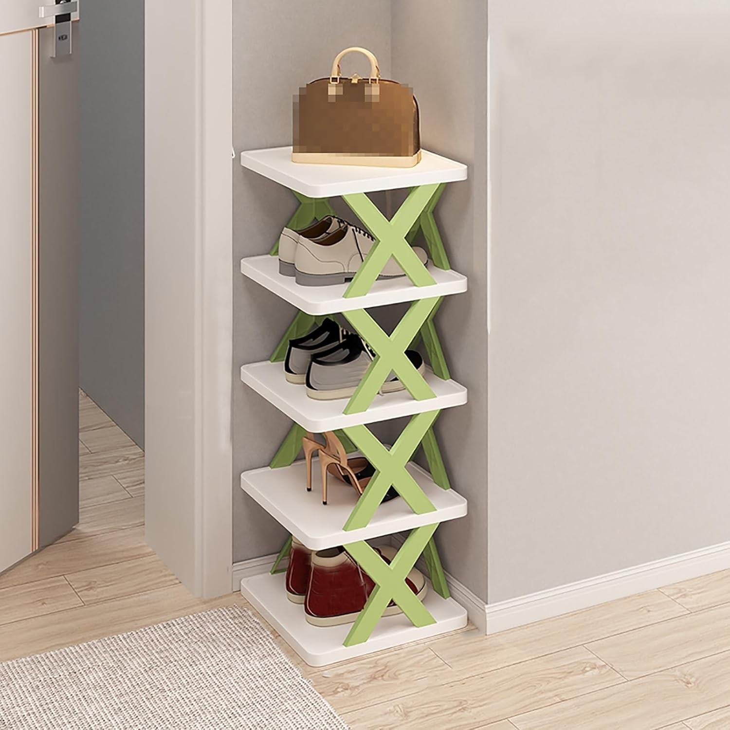 Organizator de Pantofi, Flippy, 5 Straturi, din ABS, Suport Modular, 65.5 x 24 x 26 cm, Verde [4]