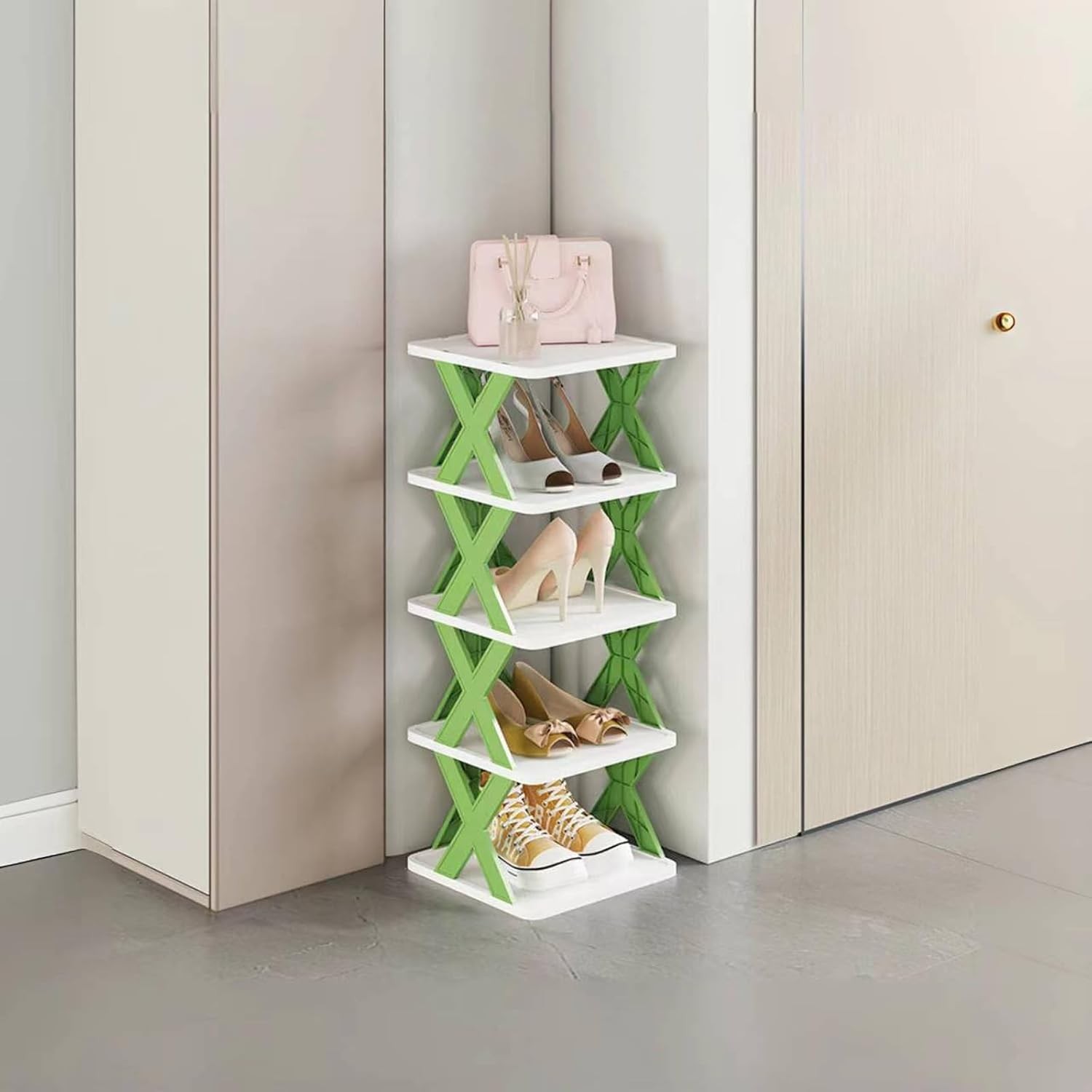 Organizator de Pantofi, Flippy, 5 Straturi, din ABS, Suport Modular, 65.5 x 24 x 26 cm, Verde [1]