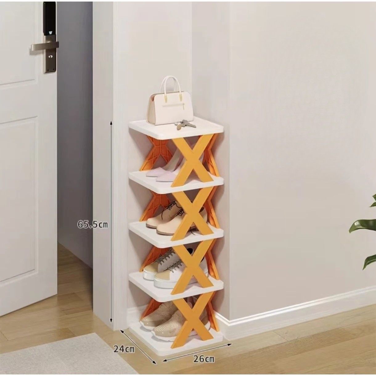 Organizator de Pantofi, Flippy, 5 Straturi, din ABS, Suport Modular, 65.5 x 24 x 26 cm, Portocaliu [1]