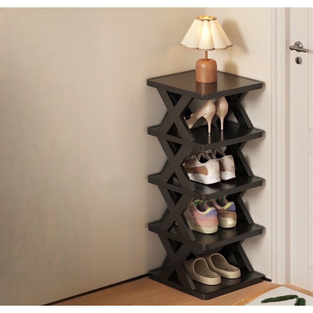 Organizator de Pantofi, Flippy, 5 Straturi, din ABS, Suport Modular, 65.5 x 24 x 26 cm, Negru [2]