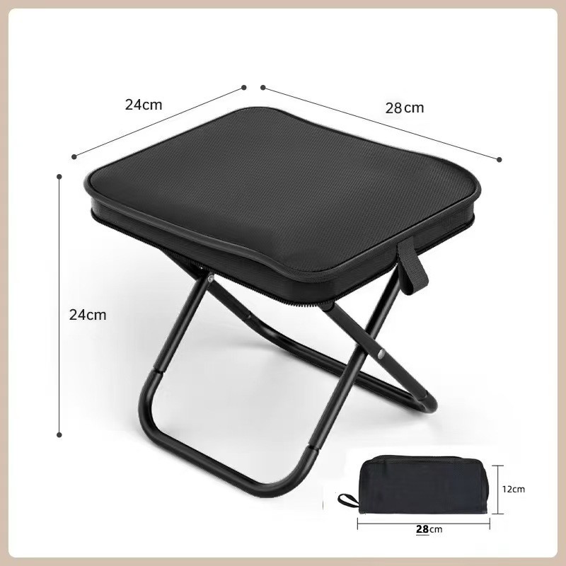 Scaun Pliabil, Flippy, pentru Adulti, Portabil, pentru Camping, Pescuit, din Panza Oxford si Cadru Metalic, 24 x 24 x 28 cm, Negru [7]