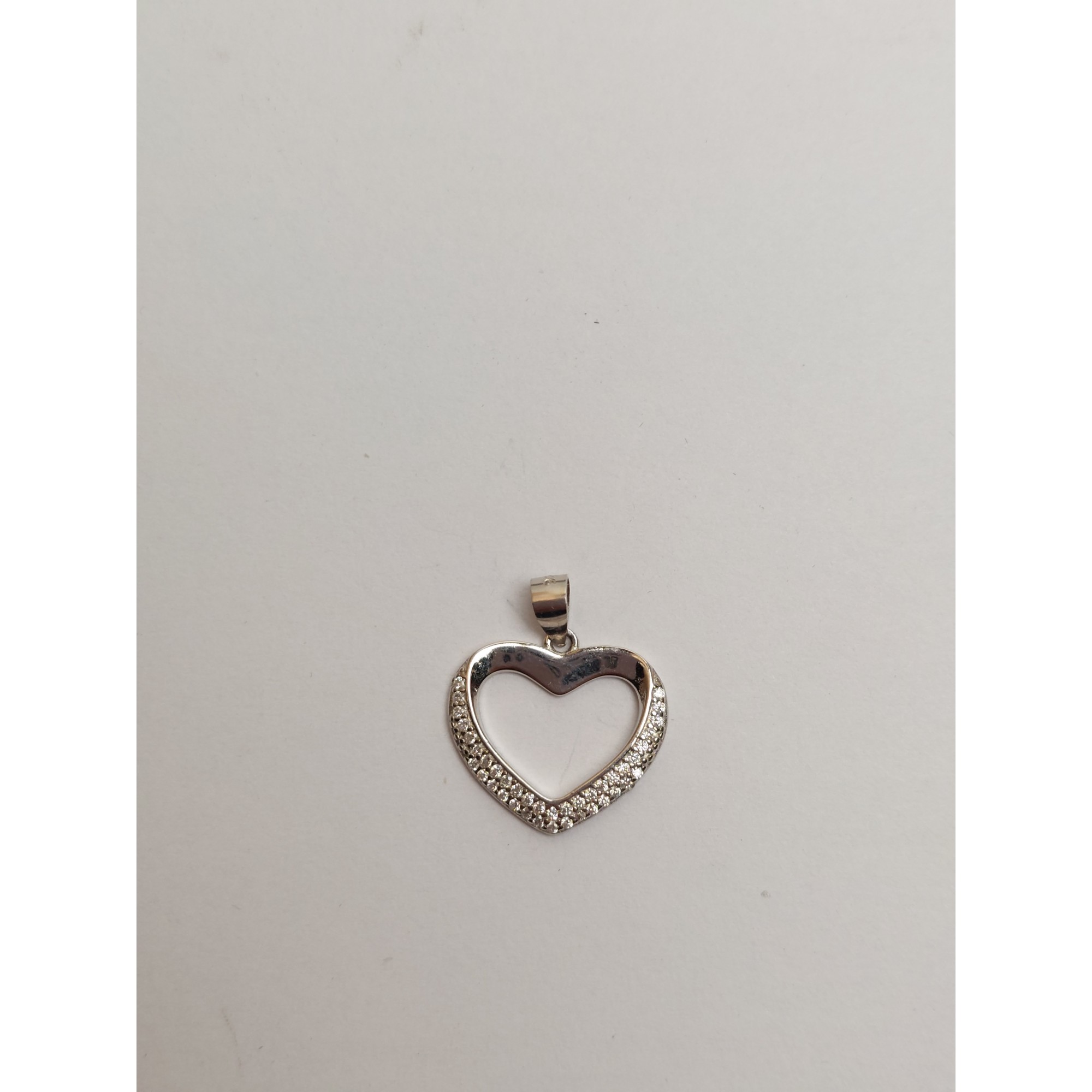 Pandantiv, Jolie Silver, Argint 925, Model Inima Contur cu Pietre Rodiata, 1.7 G, 1.6 x 1.8 Cm [1]