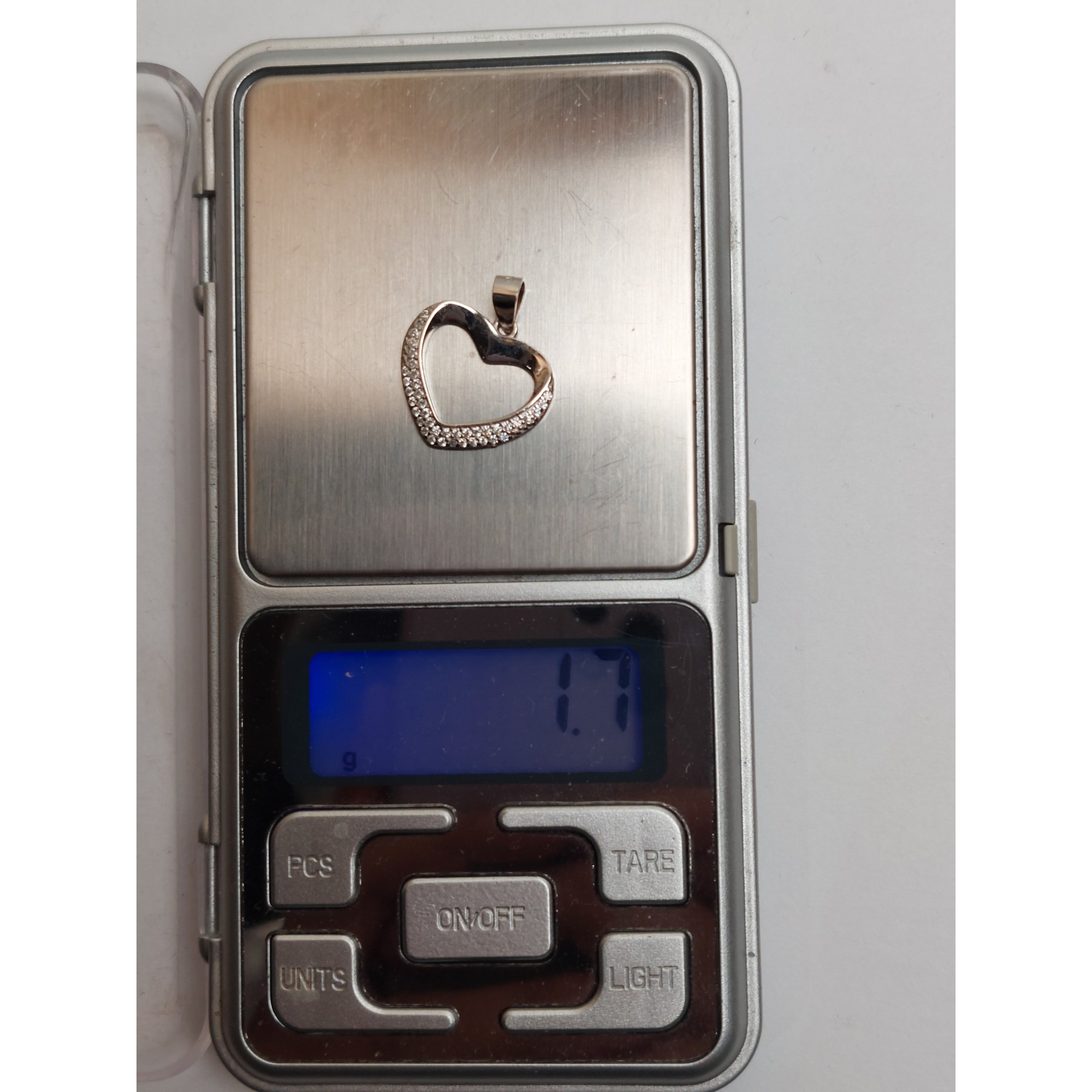 Pandantiv, Jolie Silver, Argint 925, Model Inima Contur cu Pietre Rodiata, 1.7 G, 1.6 x 1.8 Cm [3]
