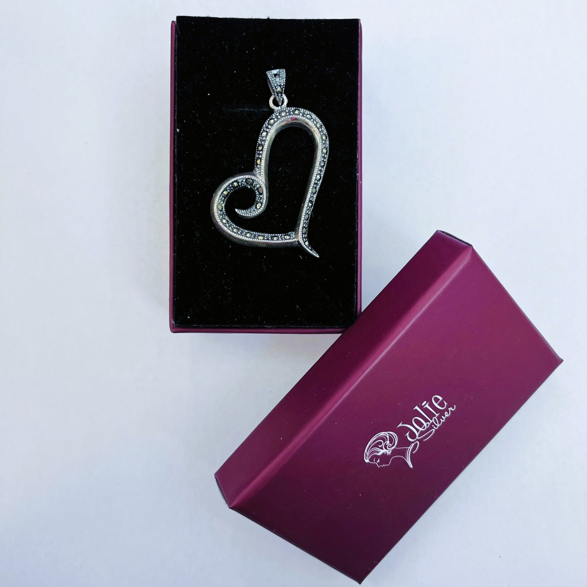 Pandantiv din Argint 925 Jolie Silver, Model Inima cu Marcasite, 45 x 35 mm, 4.8 g [4]