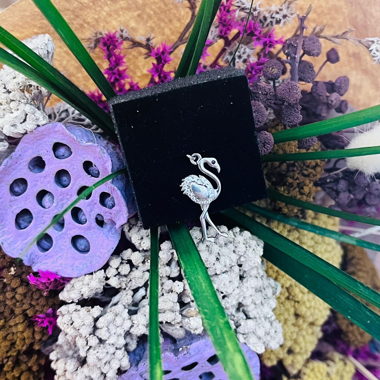 Pandantiv, Jolie Silver, Argint 925, Model Flamingo cu Zirconii, 27 x 10 mm, 1.5 g [4]