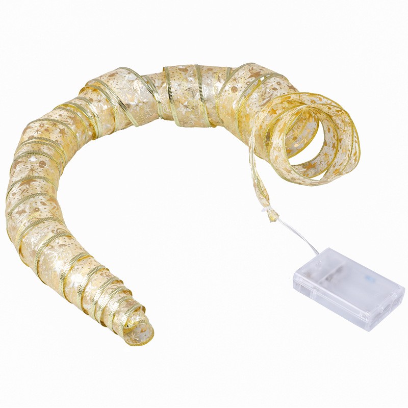 Panglică LED de Crăciun Flippy Aurie, lungime 1 m , 10 LED-uri, Baterii, Alb cald [2]