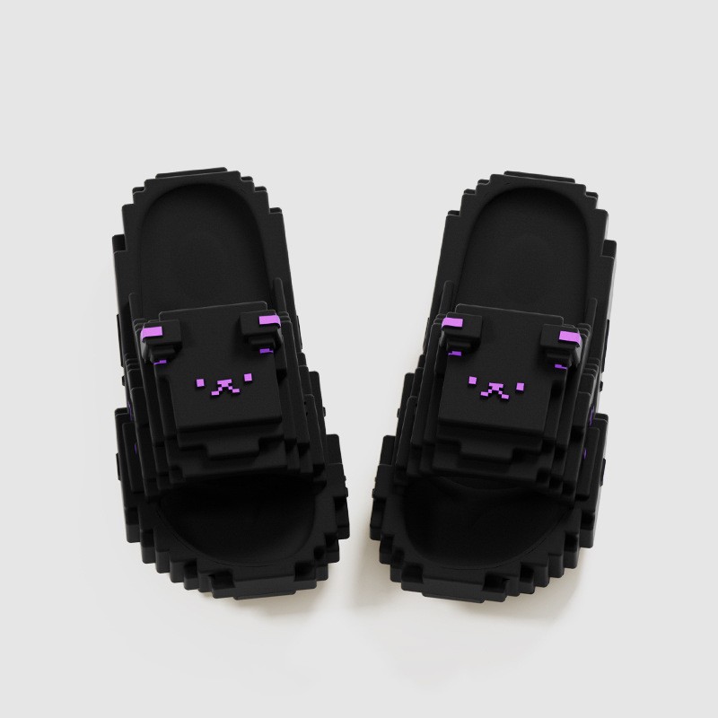 Papuci Casual pentru Adolescenti, Flippy, Model Unisex de Forma Pixel, Rezistenti Usori si Moi din Spuma EVA Antiderapanti, Marime 36-37, Negru [1]