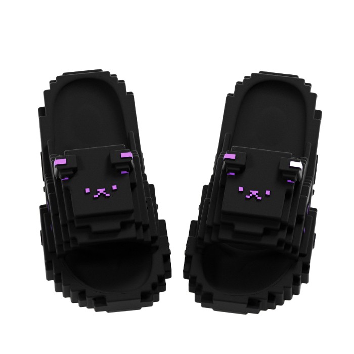 Încălțăminte și accesorii vestimentare - Papuci Casual pentru Adolescenti, Flippy, Model Unisex de Forma Pixel, Rezistenti Usori si Moi din Spuma EVA Antiderapanti, Marime 40-41, Negru