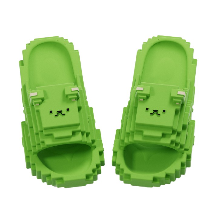 Încălțăminte și accesorii vestimentare - Papuci Casual pentru Adolescenti, Flippy, Model Unisex de Forma Pixel, Rezistenti Usori si Moi din Spuma EVA Antiderapanti, Marime 38-39, Verde deschis