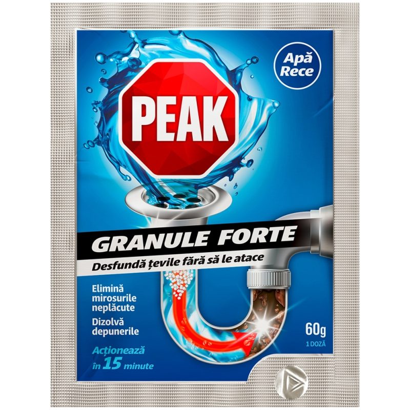 Detergenți și soluții de curățenie - Peak Out Desfundat Chiuveta Granule 60 g Apa Rece