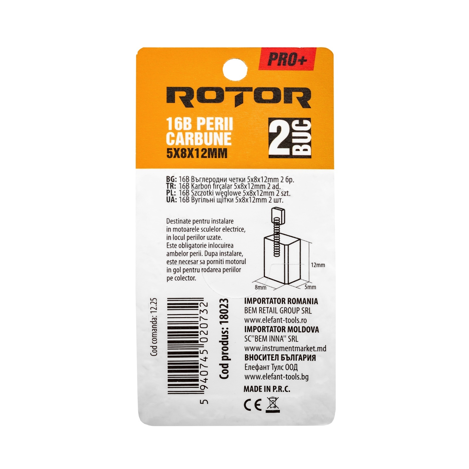 Perii de carbune ROTOR 16B pentru flex 125, 5 x 8 x 12 mm, set 2 bucati [1]