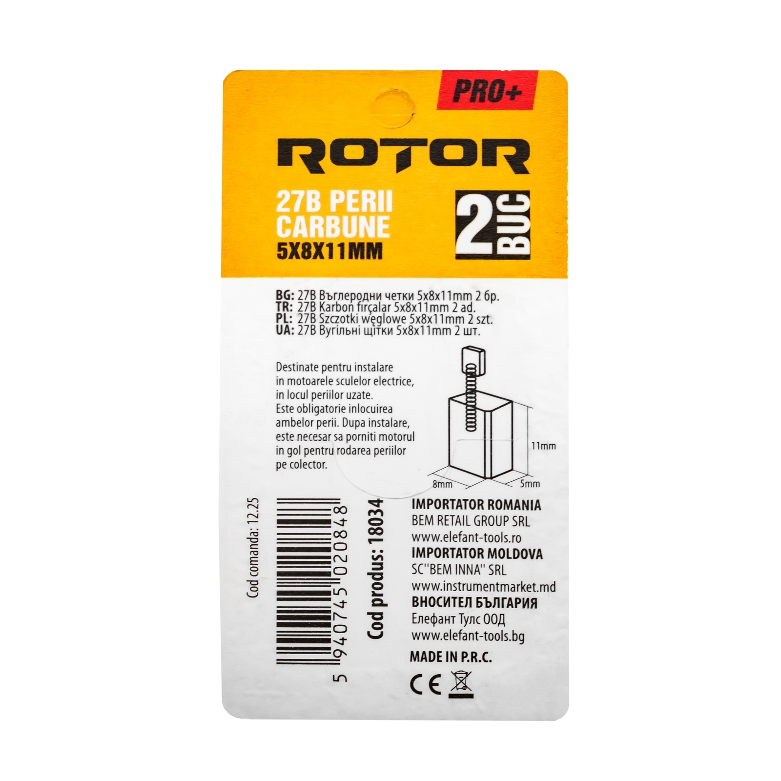 Perii de carbune ROTOR 27B pentru flex 230, 5 x 8 x 11 mm, set 2 bucati [2]
