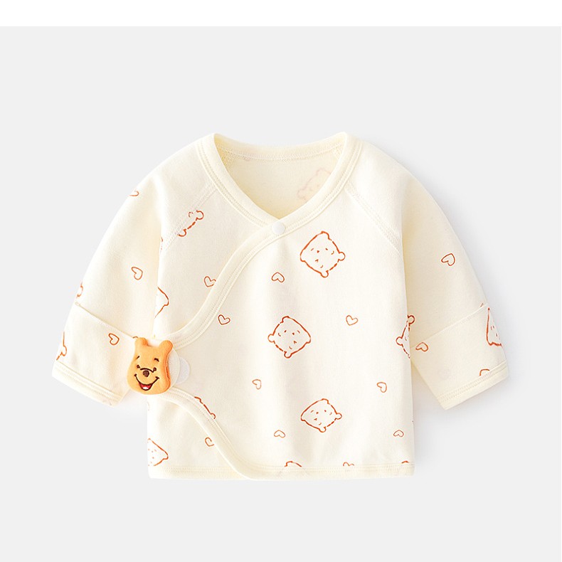 Pijama Bluza pentru Nou-nascuti, Flippy, din Bumbac, stil de Primavara - Toamna, Topic pentru Bebelusi, Print Ursulet, Marimea 52 cm, Bej [1]