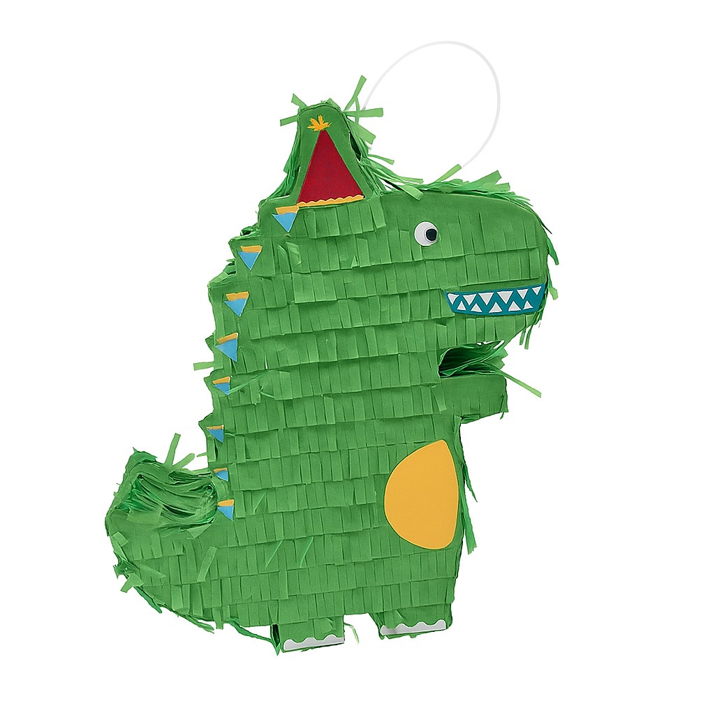 Cadouri și petreceri - Pinata Dinozaur pentru Petrecere, Flippy, Detalii Argintii, din Hartie si Carton, Pinata pentru Copii, 25 x 7 x 27 cm, Verde
