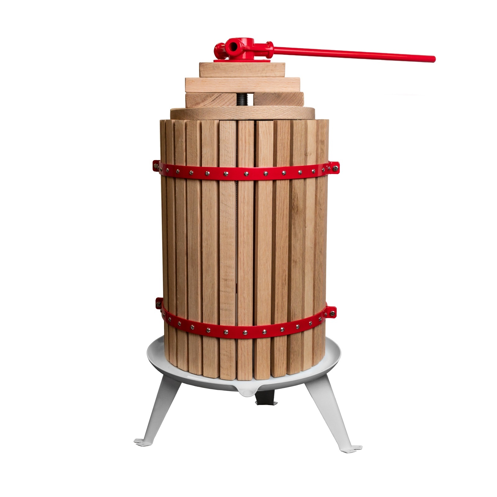 Teascuri și prese pentru fructe - Presa manuala pentru fructe ROTOR FP-40, 40 L, cuva o34,8 cm, lemn masiv de stejar, fonta si otel