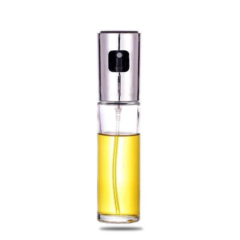 Casă și camping - Pulverizator Ulei, Otet, Flippy, din Sticla, 100 ml, Reincarcabil, 18.3 x 4.3 cm, Capac Lucios, Argintiu