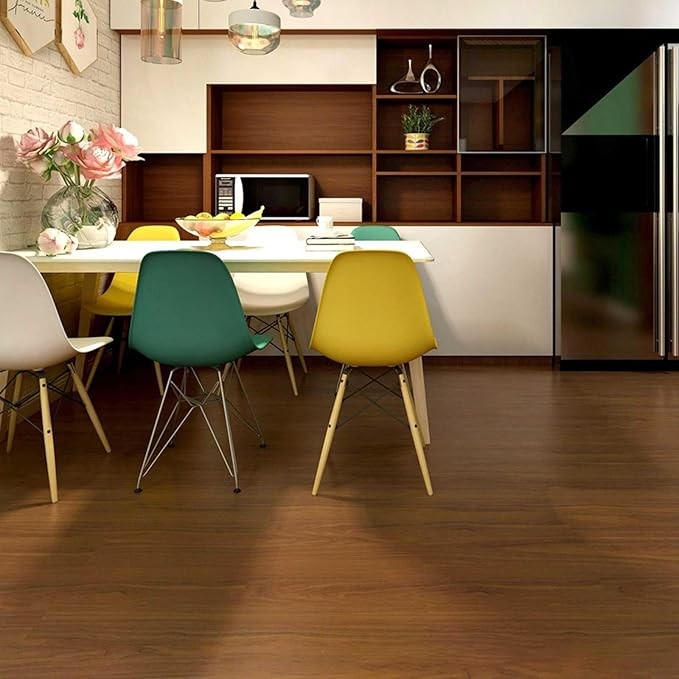 Set 36 Placi Autoadezive pentru Pardoseala, Flippy, din PVC, Impermeabil, Ignifug, Usor de Curatat, Dimensiune Placa 91.44 x 15.24 cm, Grosime 1.5 mm, Acoperire 5 m2, Model 8, Caramiziu [3]