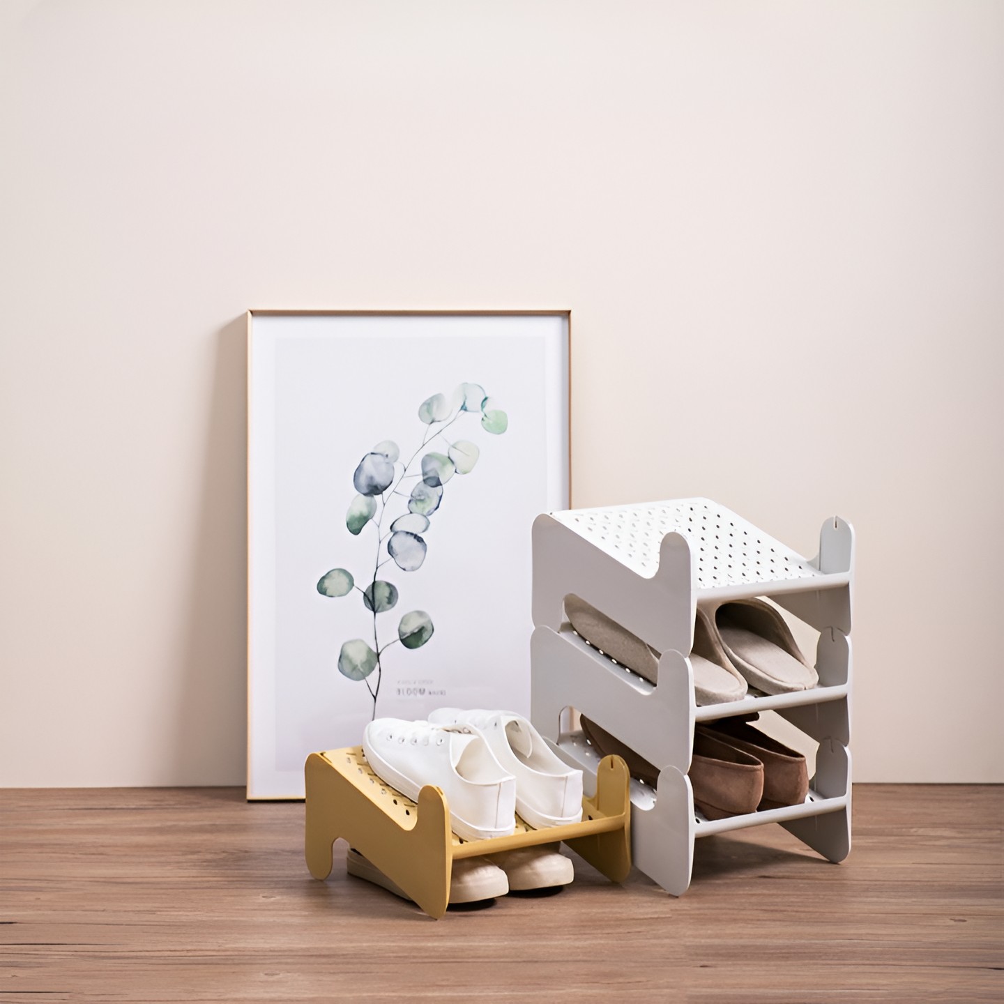 Suport pentru Pantofi, Flippy, cu Doua Straturi, Organizator, Antiderapant și Durabil, 26x24.8x16 cm, Alb [1]