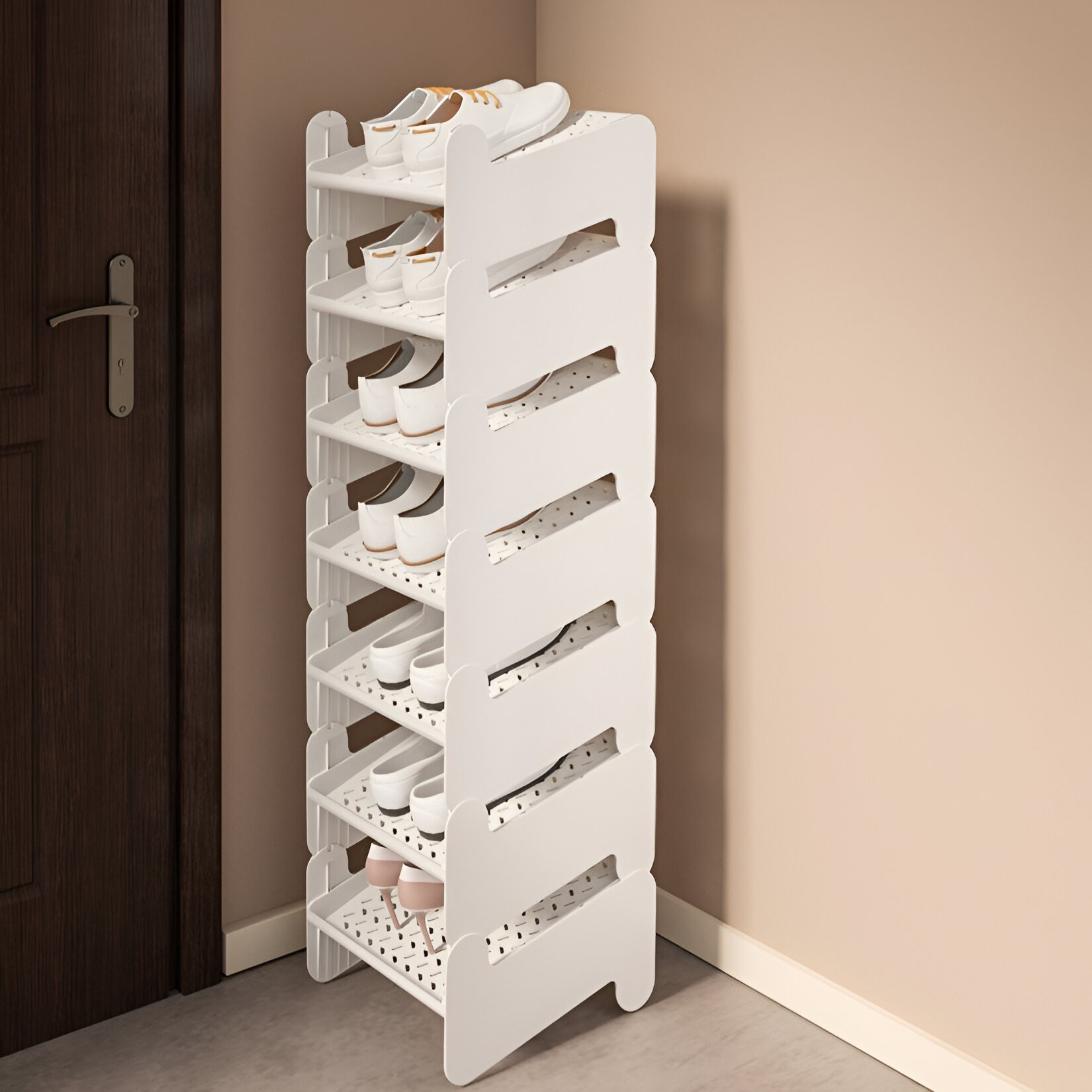 Suport pentru Pantofi, Flippy, cu Doua Straturi, Organizator, Antiderapant și Durabil, 26x24.8x16 cm, Alb [5]