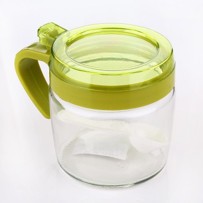 Recipient Condimente, Flippy, din Stilca, 180 ml, cu Maner si Lingurita, 8 x 9 cm, Capac Transparent, Verde [6]