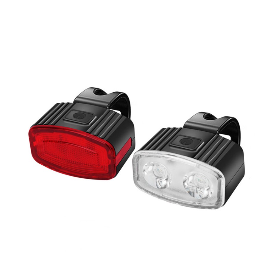 Biciclete, trotinete, triciclete - Set far si stop spate LED bicicleta, Flippy, incarcare USB, rezistent la apa, 4 moduri de luminare, Plastic, Alb/Rosu, 10x6x4 cm