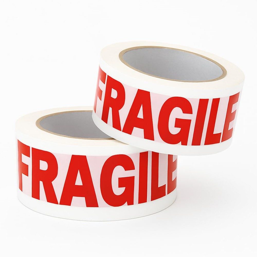 Rola Banda Adeziva Fragile pentru Ambalare si Sigilare Colete Sensibile, Low Noise, Derulare Silentioasa, Aderenta Ridicata, 50 mm x 66 m, Transparent [5]
