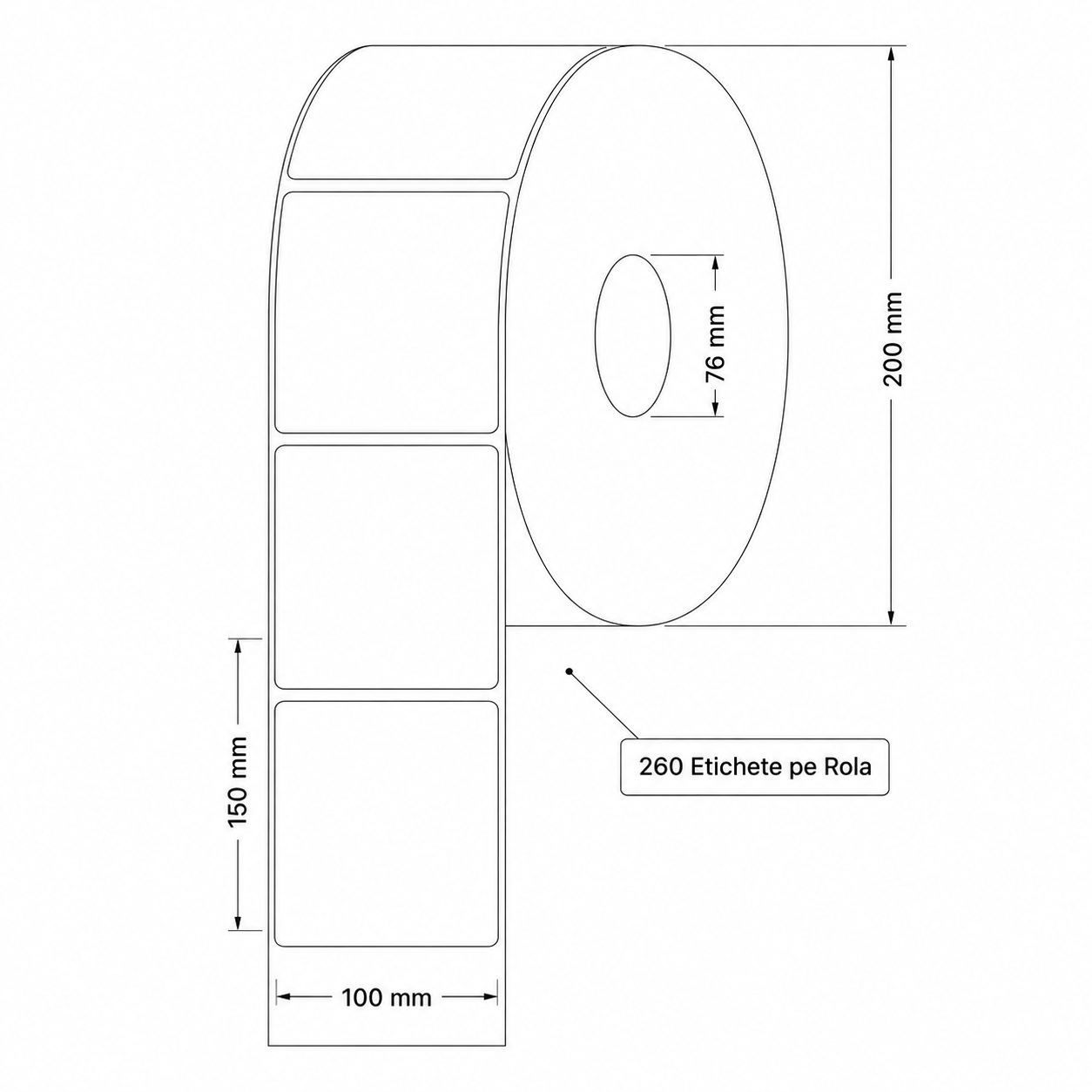 Rola Etichete Termice Autoadezive pentru Imprimante de Etichete, Utilizare AWB, Coletarie si Organizare Produse, 260 Etichete pe Rola, 100 x 150 mm, Alb [2]