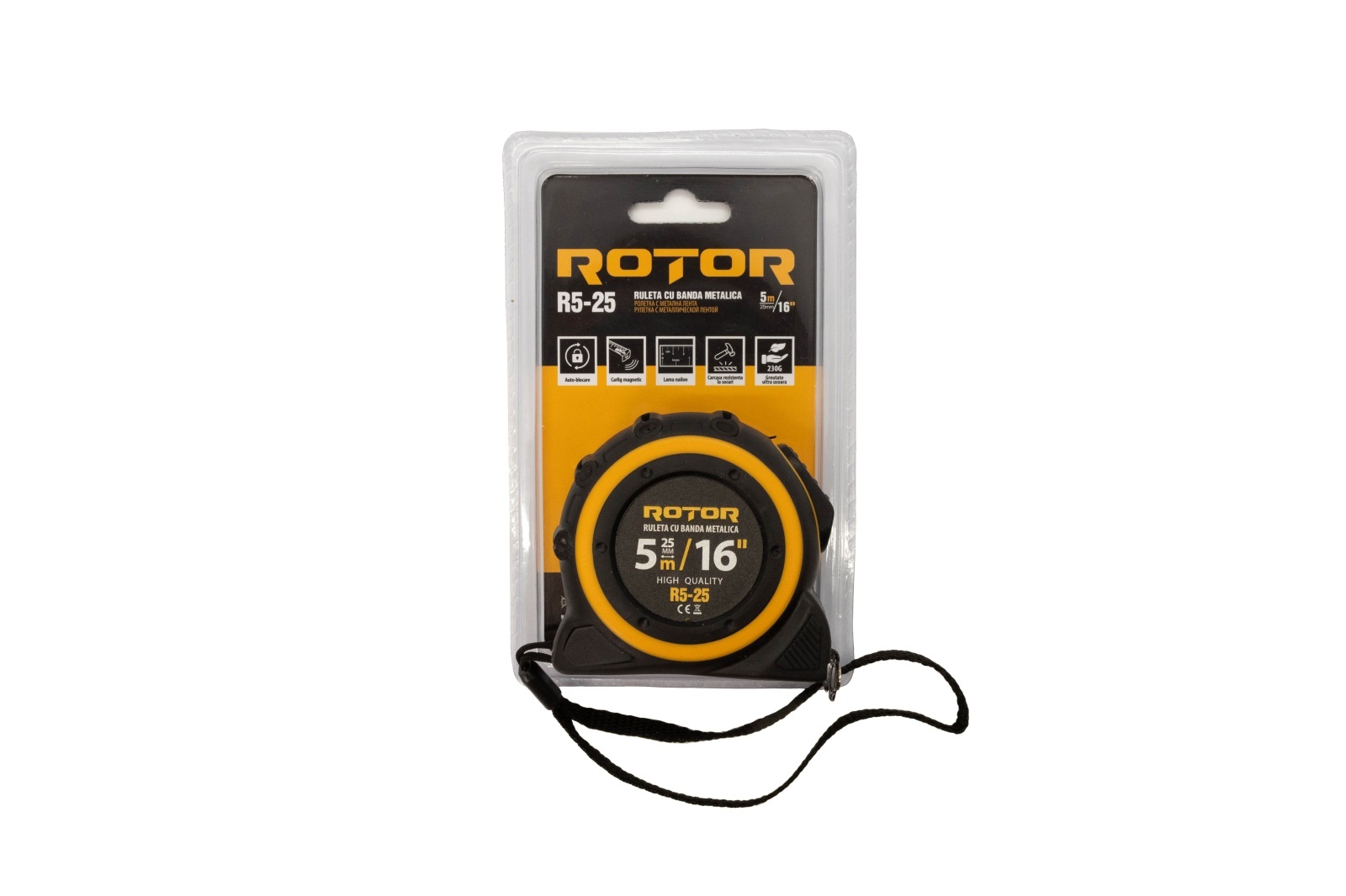 Ruleta 5m x 25mm ROTOR R5-25, Curea de mana, Auto-blocare [6]