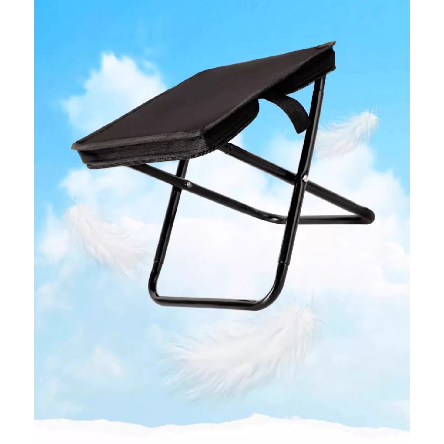 Scaun Pliabil, Flippy, pentru Adulti, Portabil, pentru Camping, Pescuit, din Panza Oxford si Cadru Metalic, 24 x 24 x 28 cm, Negru [8]
