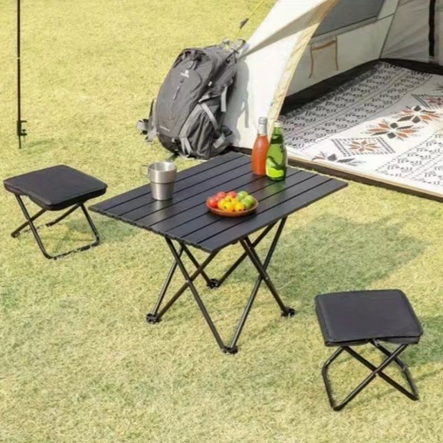 Scaun Pliabil, Flippy, pentru Adulti, Portabil, pentru Camping, Pescuit, din Panza Oxford si Cadru Metalic, 24 x 24 x 28 cm, Negru [2]