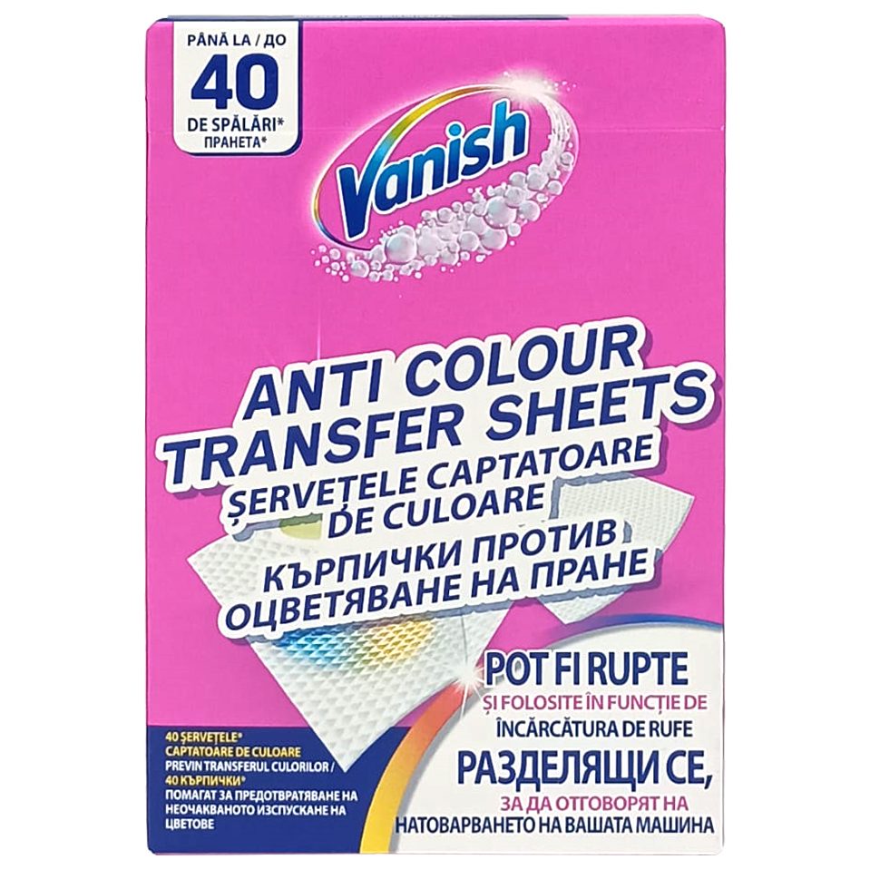 Detergenți și soluții de curățenie - Servetele, Vanish, Captatoare Culoare 40 spalari