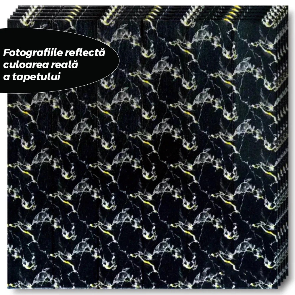 Set 10 Placi Tapet 3D, Flippy, 70 x 70 cm, Grosime 3 mm, din Rasina, Tip Placi de Lemn, Suprafata Acoperita 4.9 mp, Negru [6]