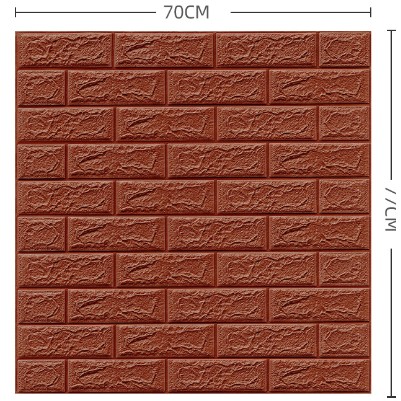Set 10 Placi Tapet 3D, Flippy, 70 x 77 cm, Grosime 3 mm, din Polietilena, Model Caramida, Suprafata acoperita 5.3 mp, Maro [1]