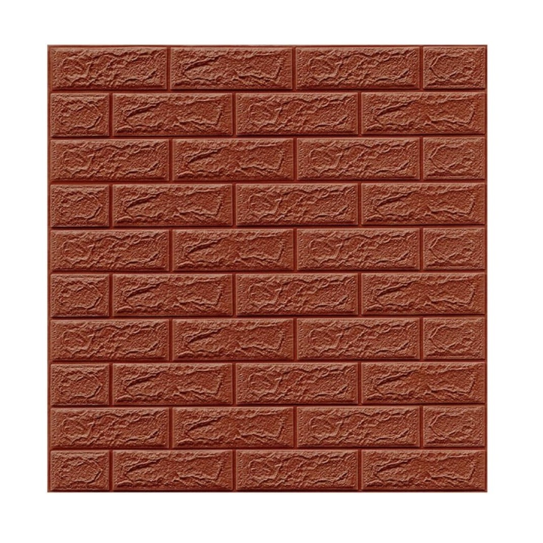 Casă și camping - Set 10 Placi Tapet 3D, Flippy, 70 x 77 cm, Grosime 3 mm, din Polietilena, Model Caramida, Suprafata acoperita 5.3 mp, Maro